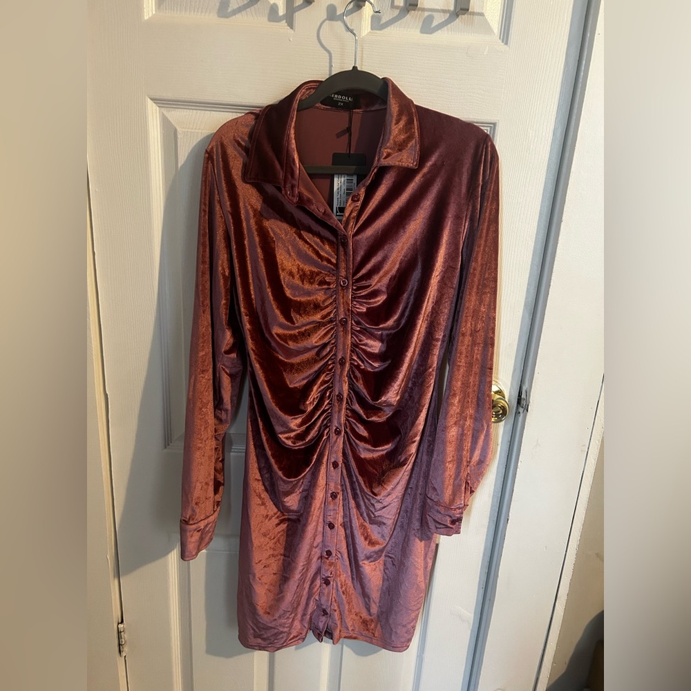 Velour Button Down Dress